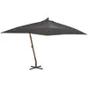 vidaXL Parasol en porte-à-faux avec mât en bois 400x300 cm Anthracite