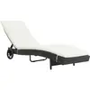 vidaXL Chaise longue avec roues et coussin Résine tressée Noir