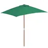 vidaXL Parasol d'extérieur avec mât en bois 150x200 cm vert