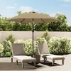 vidaXL Parasol d'extérieur avec LED et mât en acier 300 cm Taupe