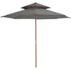 vidaXL Parasol double avec mât en bois 270 cm Anthracite