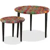 vidaXL Table basse 2 pcs Détails tissés chindi Multicolore
