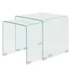 vidaXL Ensemble de tables gigognes 2 Pièces Verre trempé Transparent