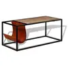 vidaXL Table basse avec porte-revues Cuir véritable 110 x 50 x 45 cm