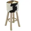 vidaXL Vidaxl Tabouret De Bar Cuir Véritable Et Bois De Teck Solide