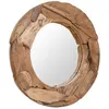 vidaXL Miroir décoratif Teck 80 cm Rond