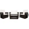 vidaXL Salon de jardin 4 pcs avec coussins Résine tressée Marron