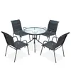 vidaXL Mobilier de salle à manger d'extérieur 5 pcs Acier Noir