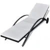 vidaXL Chaise longue avec coussin et roues Résine tressée Noir