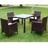 vidaXL Mobilier à dîner jardin 5 pcs et coussins Résine tressée Marron