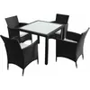 vidaXL Mobilier à dîner jardin 5 pcs avec coussins Résine tressée Noir