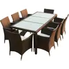 vidaXL Mobilier à dîner jardin 9 pcs et coussins Résine tressée Marron