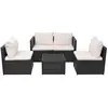 vidaXL Salon de jardin 5 pcs avec coussins Résine tressée Noir