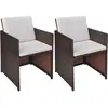 vidaXL Chaises de jardin 2 pcs avec coussins Résine tressée Marron