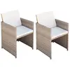 vidaXL Chaises de jardin 2 pcs avec coussins Résine tressée Beige