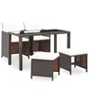 vidaXL Salon de jardin encastrable et coussins 5 pcs Rotin Marron