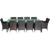 vidaXL Salon de jardin 11 pcs avec coussins Résine tressée Marron