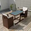 vidaXL Salon de jardin encastrable 3 pcs et coussins Rotin Marron