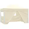 vidaXL Tente pliable avec 4 parois latéraux 3 x 4,5 m Blanc crème