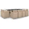 vidaXL Salon de jardin avec coussins 13 pcs Résine tressée Beige