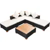 vidaXL Salon de jardin 6 pcs avec coussins Résine tressée Noir
