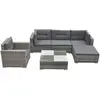 vidaXL Salon de jardin 6 pcs avec coussins résine tressée gris