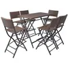 vidaXL Mobilier à dîner pliable 7 pcs Acier Résine tressée Marron