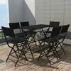 vidaXL Mobilier à dîner pliable jardin 7 pcs Acier Résine tressée Noir