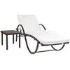 vidaXL Chaise longue avec coussin et table Résine tressée Marron