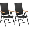 vidaXL Chaises empilables de jardin 2 pcs Résine tressée Noir