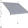 vidaXL Auvent rétractable manuel 150 cm Rayures bleues et blanches