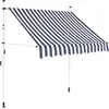 vidaXL Auvent rétractable manuel 200 cm Rayures bleues et blanches