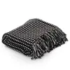 vidaXL Couverture coton à carrés 125x150 cm Noir