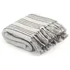 vidaXL Couverture coton à rayures 160x210 cm Gris et Blanc