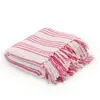 vidaXL Couverture coton à rayures 160x210 cm Rose et Blanc