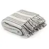 vidaXL Couverture coton à rayures 125x150 cm Gris et Blanc