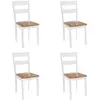vidaXL Chaises à manger lot de 4 blanc bois d'hévéa massif