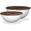 vidaXL Table basse 2 pcs Bois de récupération massif blanc forme bol
