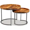 vidaXL Ensemble de tables d'appoint 2 pcs Bois de manguier massif