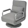 vidaXL Fauteuil pivotant et canapé-lit Gris clair Tissu