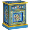 vidaXL Table de chevet Bois de manguier Turquoise Peinture à la main