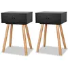 vidaXL Table de chevet 2 pcs Bois de pin massif 40 x 30 x 61 cm Noir
