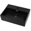 vidaXL Vasque avec trou de robinet en céramique Noir 51,5x38,5x15 cm