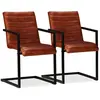 vidaXL Chaises de salle à manger 2 pcs Marron Cuir véritable