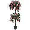 vidaXL Plante artificielle de Rhododendron avec pot 155cm Vert et rose