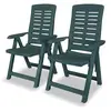 vidaXL 2 pcs Chaises inclinables de jardin Plastique Vert