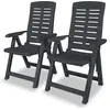 vidaXL 2 pcs Chaises inclinables de jardin Plastique Anthracite