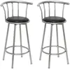 vidaXL Tabourets de bar 2 pcs Noir Similicuir