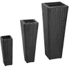 vidaXL Lits surélevés de jardin 3 pcs Résine tressée Noir