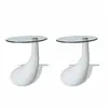 vidaXL Table basse et dessus de table Verre rond Blanc brillant 2 pcs
